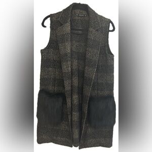 Zara Basic Black and White Tweed Jacket